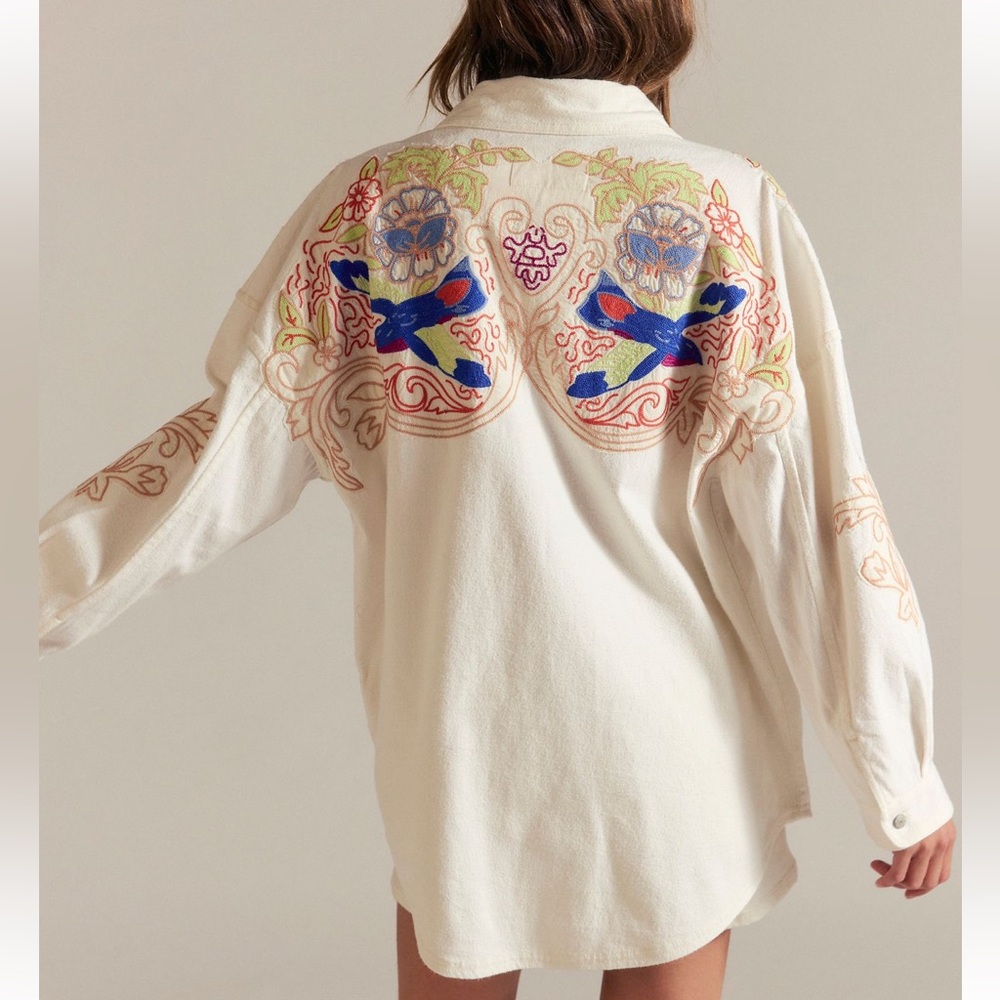 Free People We The Free Take Flight Embroidered Shirt Snowbell Combo